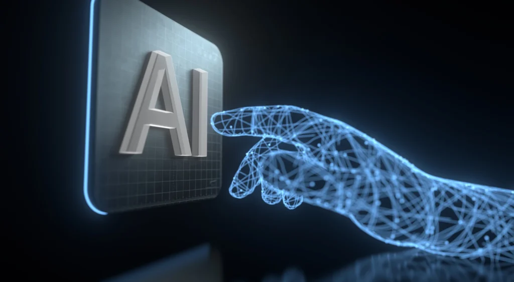 Mano tocando el icono de AI 
