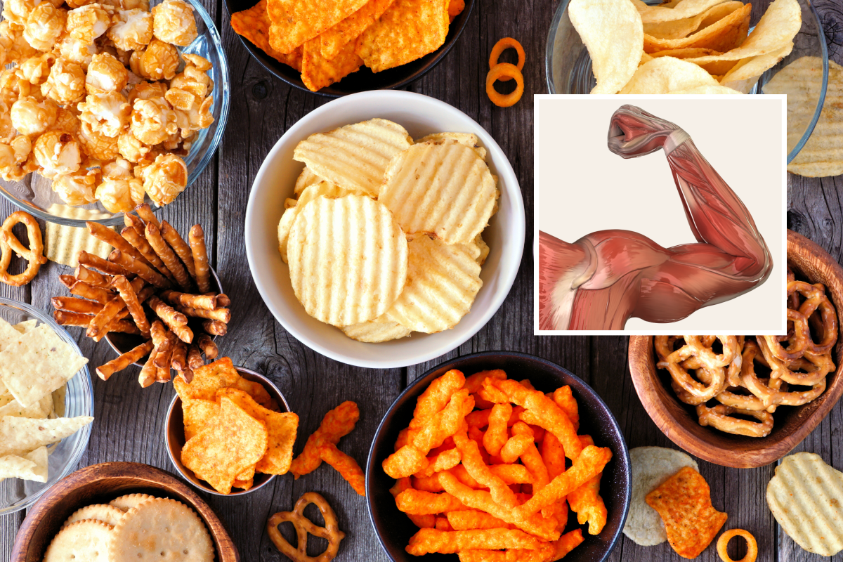 Snacks mixtos y músculos.