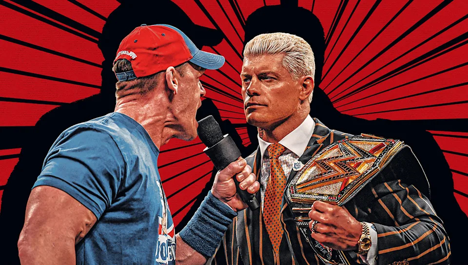 John Cena y Cody Rhodes, 41 luchadores cerraron 41 luchadores con un feroz campeonato de la WWE. (Yahoo Sports / Hassan Ahmed)