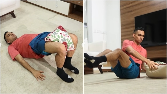 Rishabh Telang compartió cuatro ejercicios que podrían llevarse a cabo con solo una almohada en casa. (Instagram / @ rishabtelang)