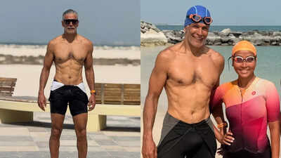 Milud Soman hace alarde de la tabla de lavar 59 en pantalones cortos, esposa Ankita, 'se celebró en el gimnasio', ¡qué es un mantra de fitness aquí!