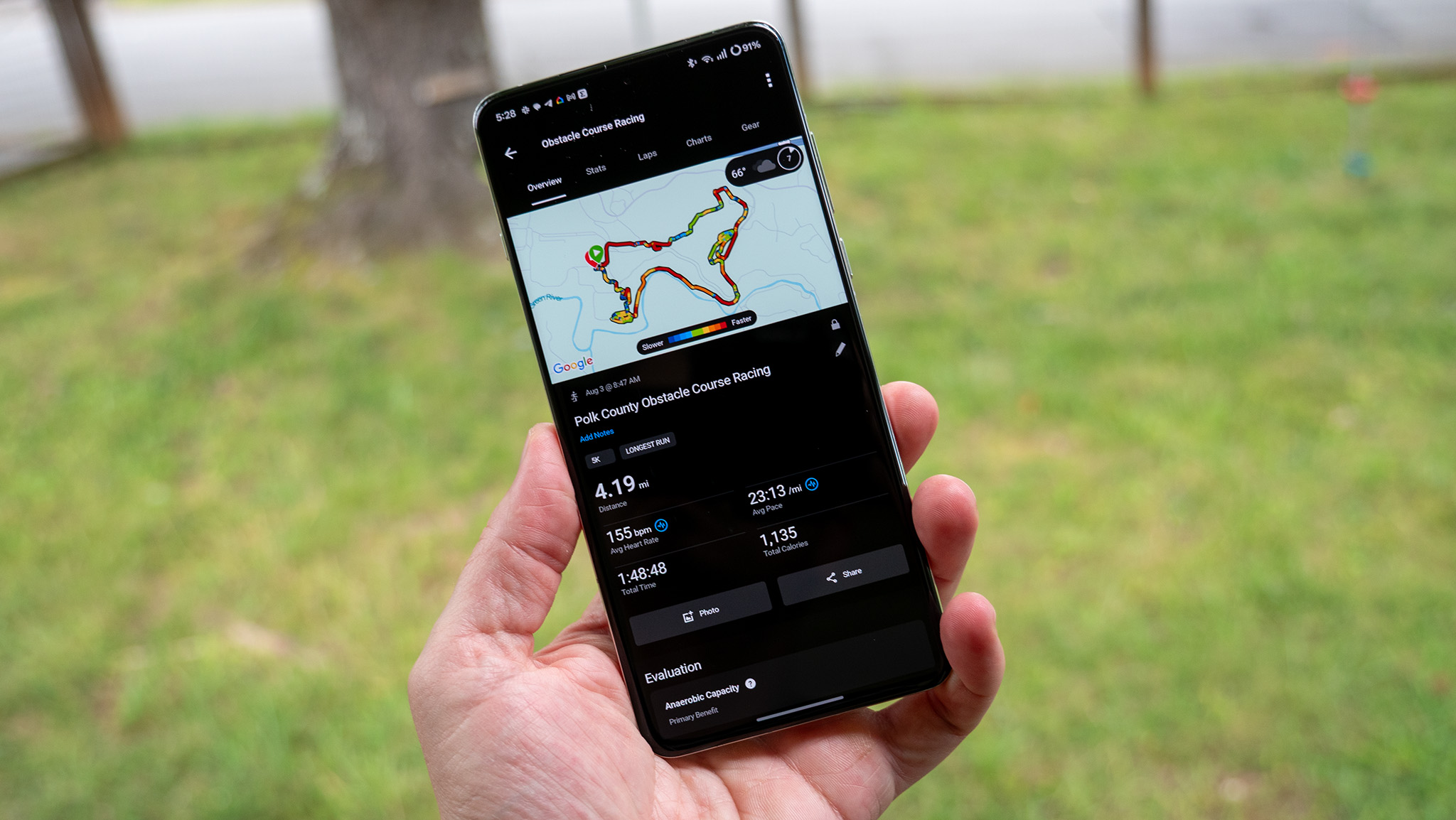 Mapa del programa de carreras espartanas en la aplicación Garmin Connect