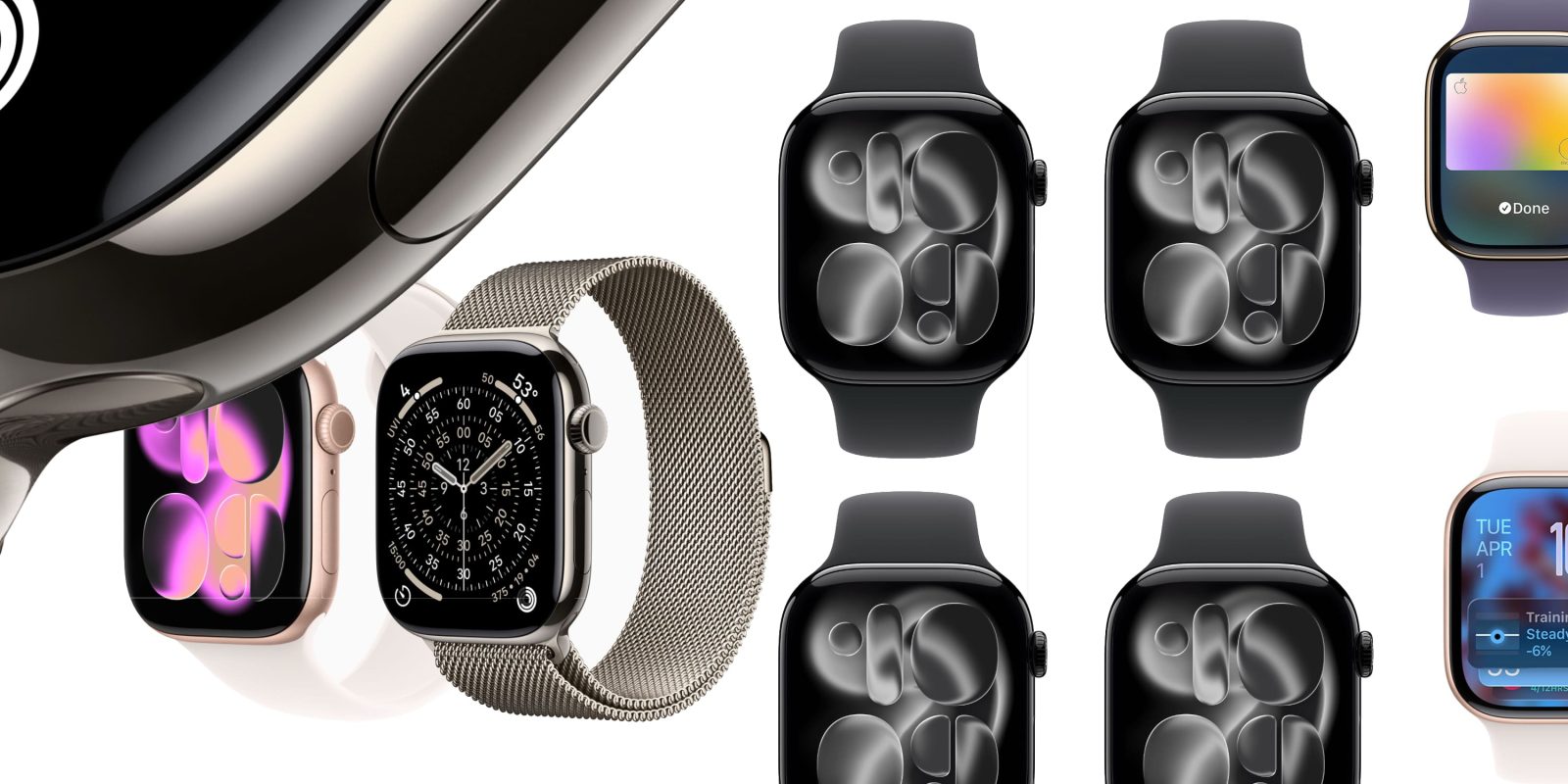 Un grupo de relojes inteligentes