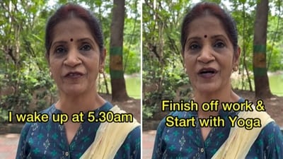 El creador de contenidos Jayachandran Tamilarasan llamó la atención sobre la saludable rutina diaria de la mujer de 67 años en un vídeo de Instagram. (Instagram/fit.blog.by.jc)
