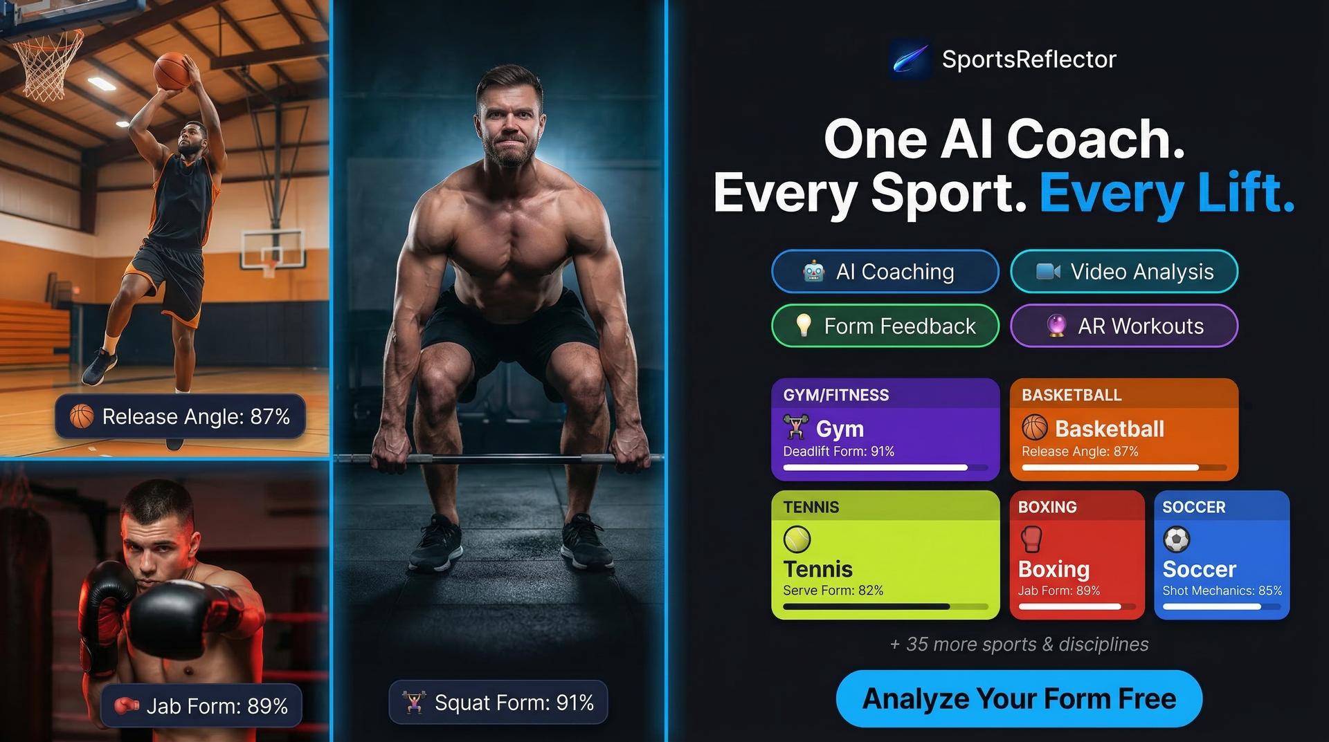 SportsReflector presenta el primer entrenador deportivo y físico de IA móvil con análisis de video en tiempo real, AR en vivo y entrenamiento remoto.