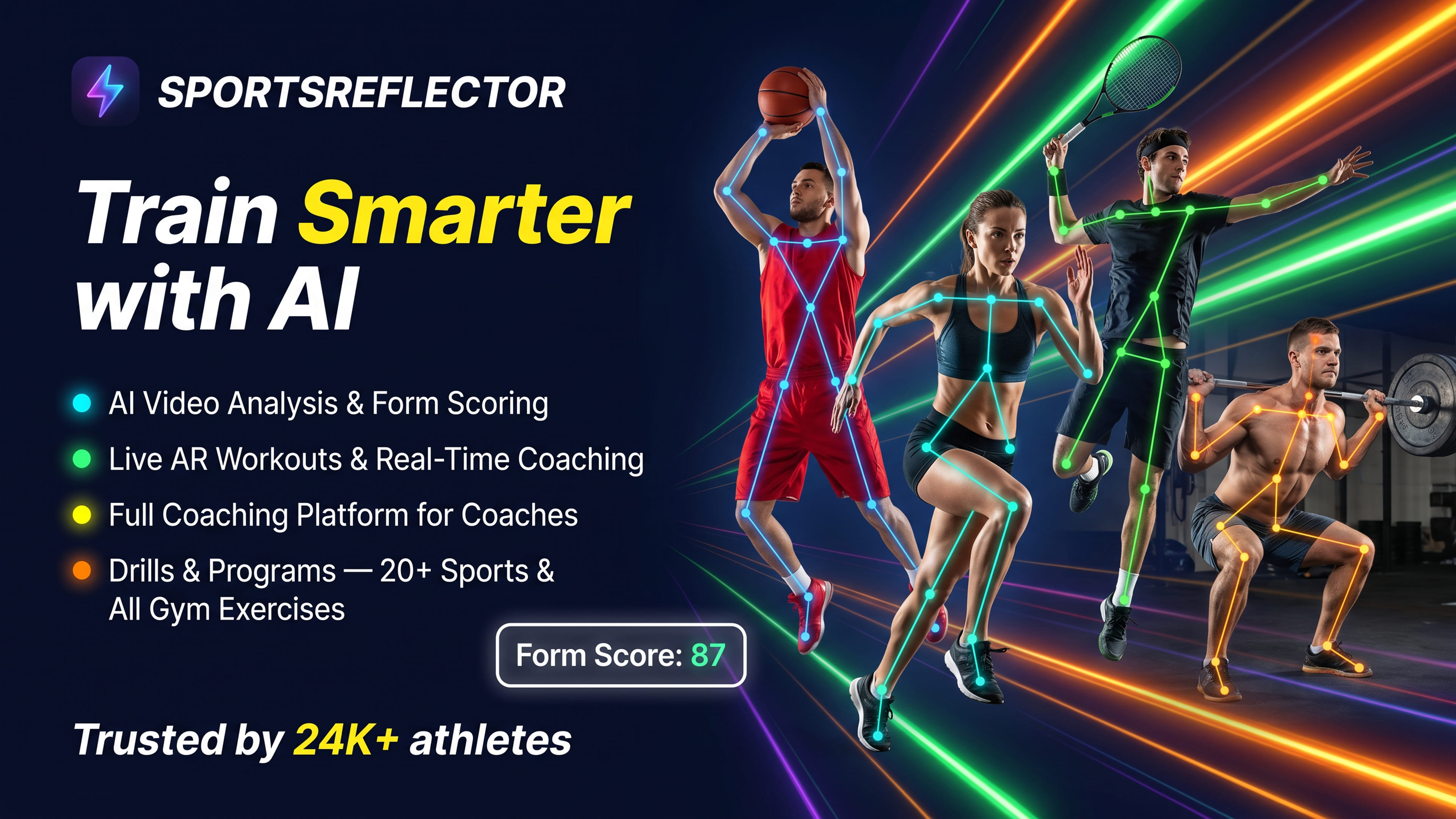 SportsReflector presenta el primer entrenador deportivo y físico de IA móvil con análisis de video en tiempo real, AR en vivo y entrenamiento remoto.