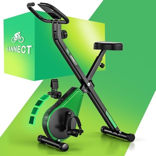 Bicicleta estática plegable mejorada, resistencia magnética ajustable de 16 niveles, bicicleta interior plegable silenciosa de 330 libras, bicicleta estática para ejercicios con pantalla LCD y pantalla LCD Cojín de asiento grande y cómodo.